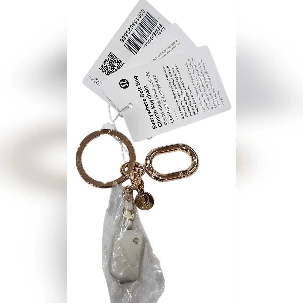 Lululemon Athletica Belt Bag Charm Keychain Beech/Gold, New